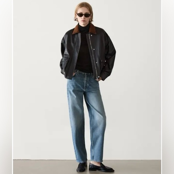 Massimo Dutti Black and Brown Bomber Jacket - Picture 3 of 14